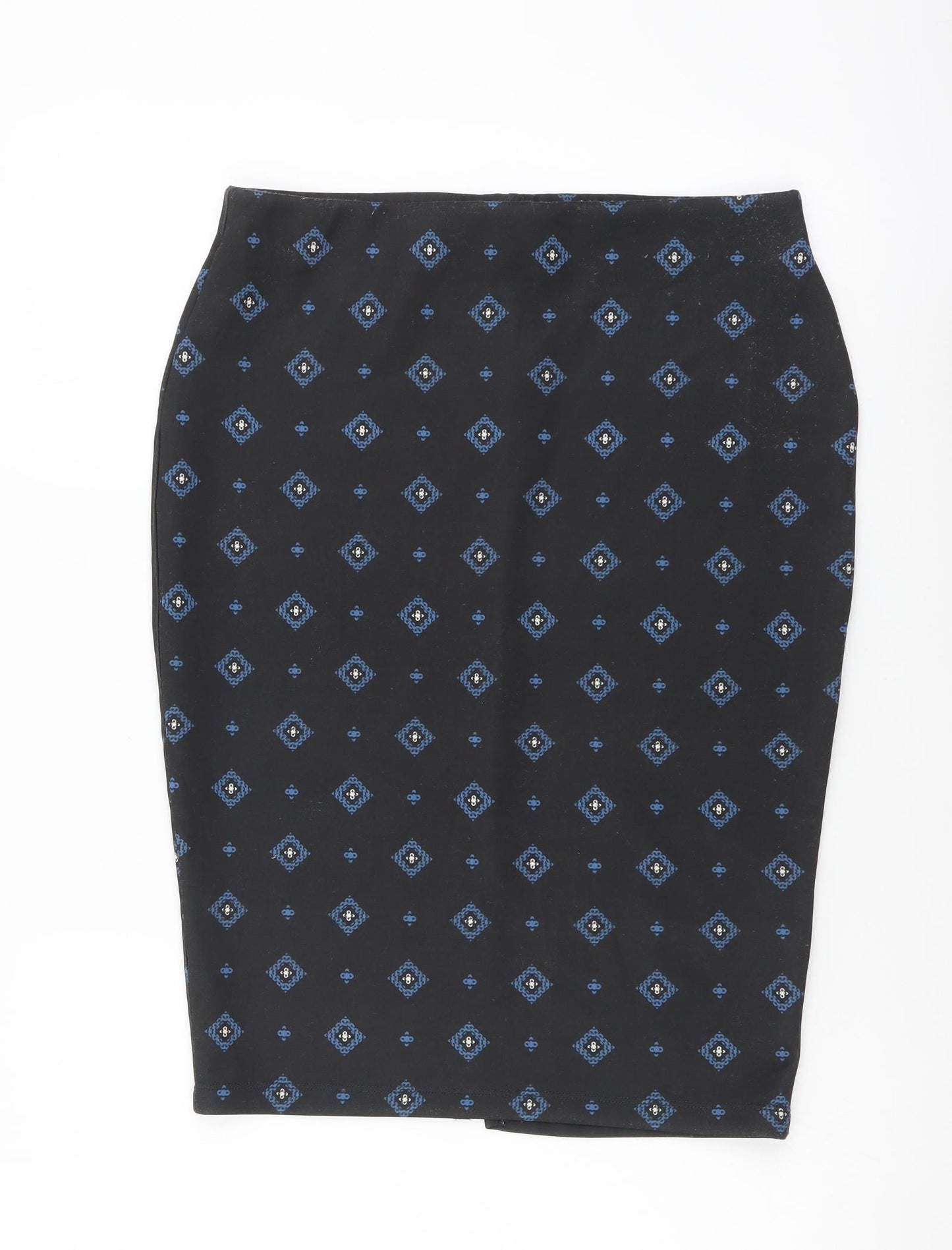 Marks and Spencer Womens Black Geometric Polyester Straight & Pencil Skirt Size 10