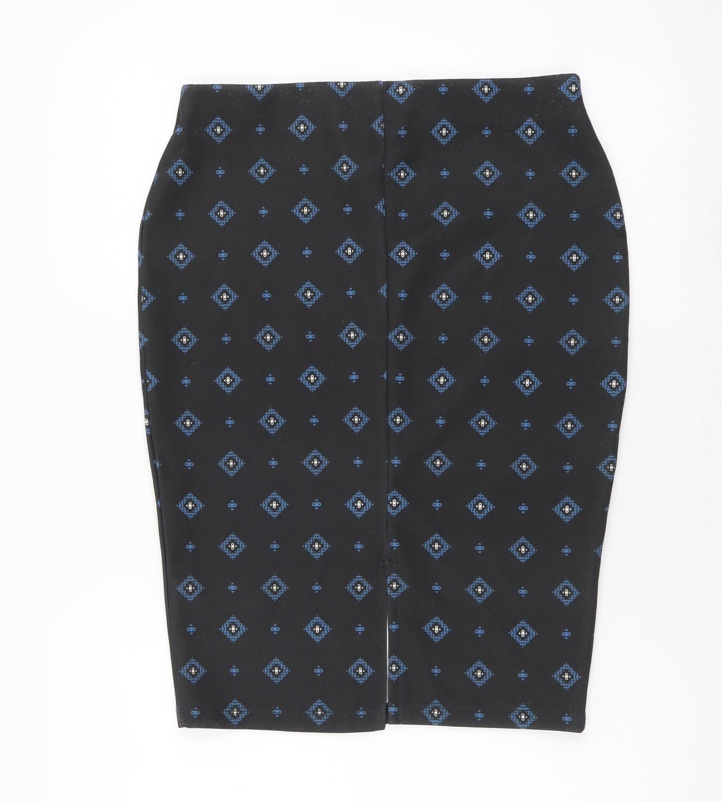 Marks and Spencer Womens Black Geometric Polyester Straight & Pencil Skirt Size 10
