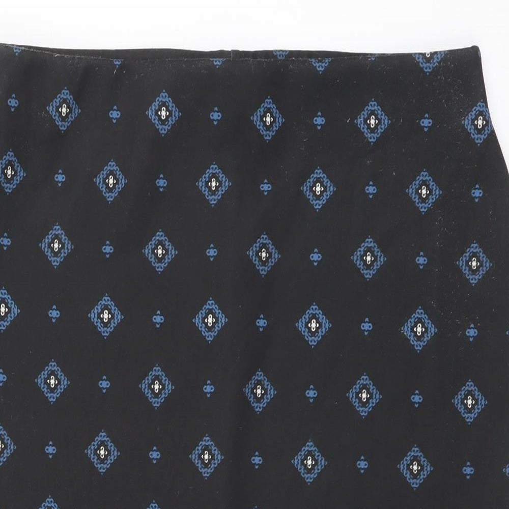 Marks and Spencer Womens Black Geometric Polyester Straight & Pencil Skirt Size 10