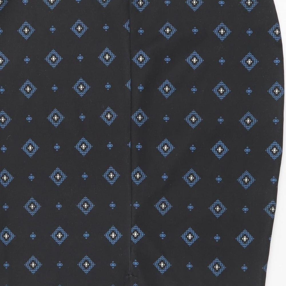 Marks and Spencer Womens Black Geometric Polyester Straight & Pencil Skirt Size 10