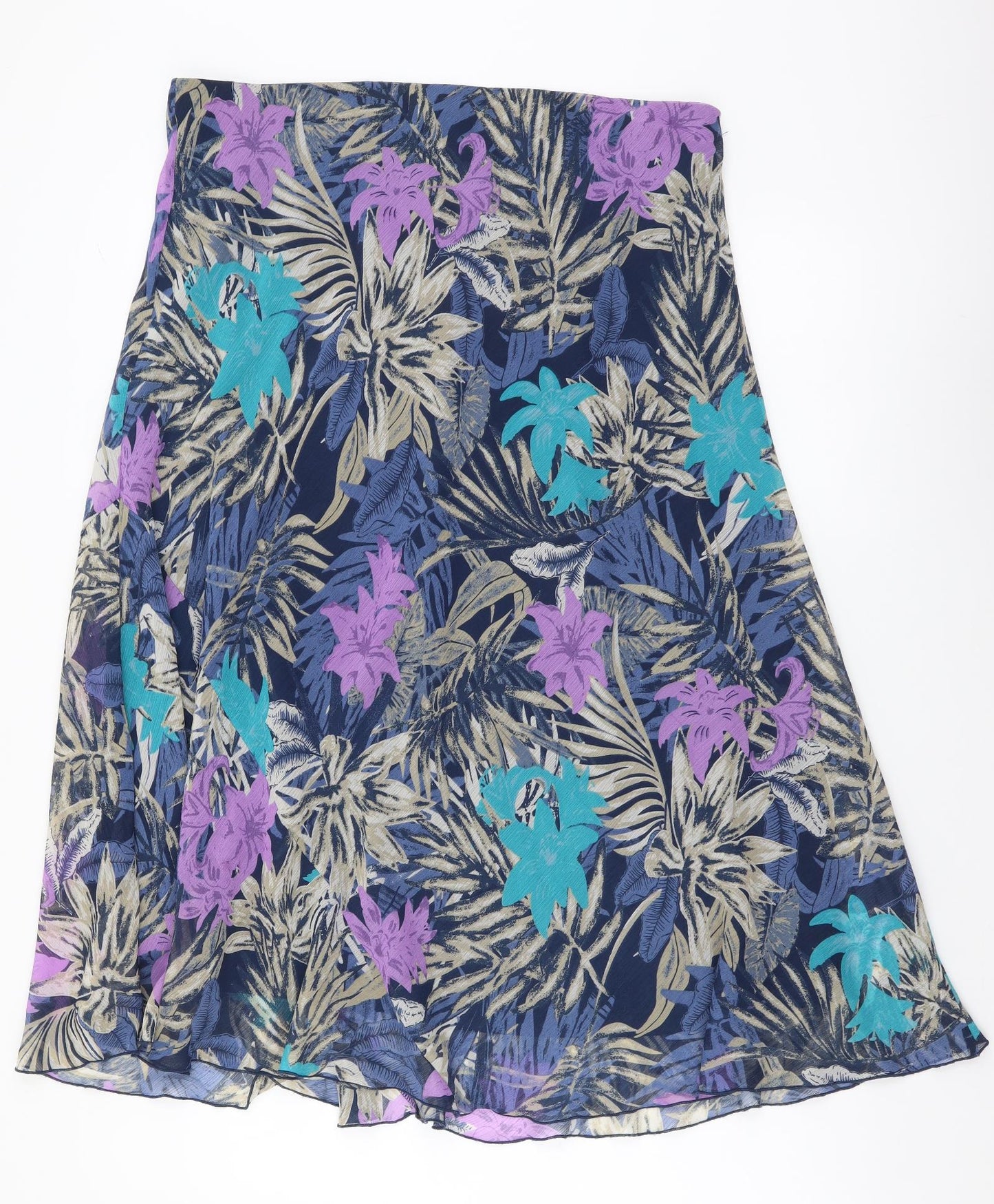 Isle Womens Multicoloured Floral Polyester Flare Skirt Size 16