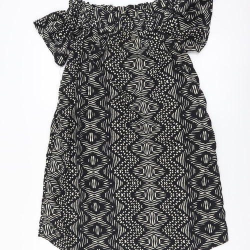 Atmosphere Womens Black Geometric Polyester A-Line Size 14 Off the Shoulder Pullover