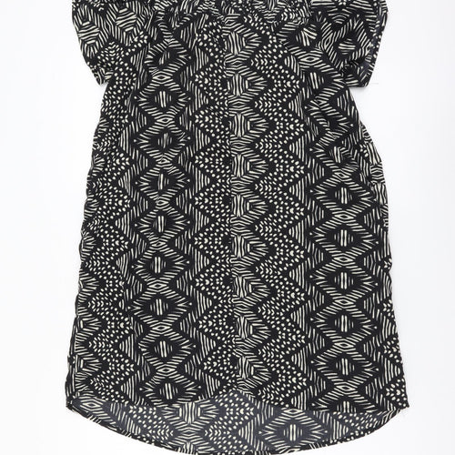 Atmosphere Womens Black Geometric Polyester A-Line Size 14 Off the Shoulder Pullover