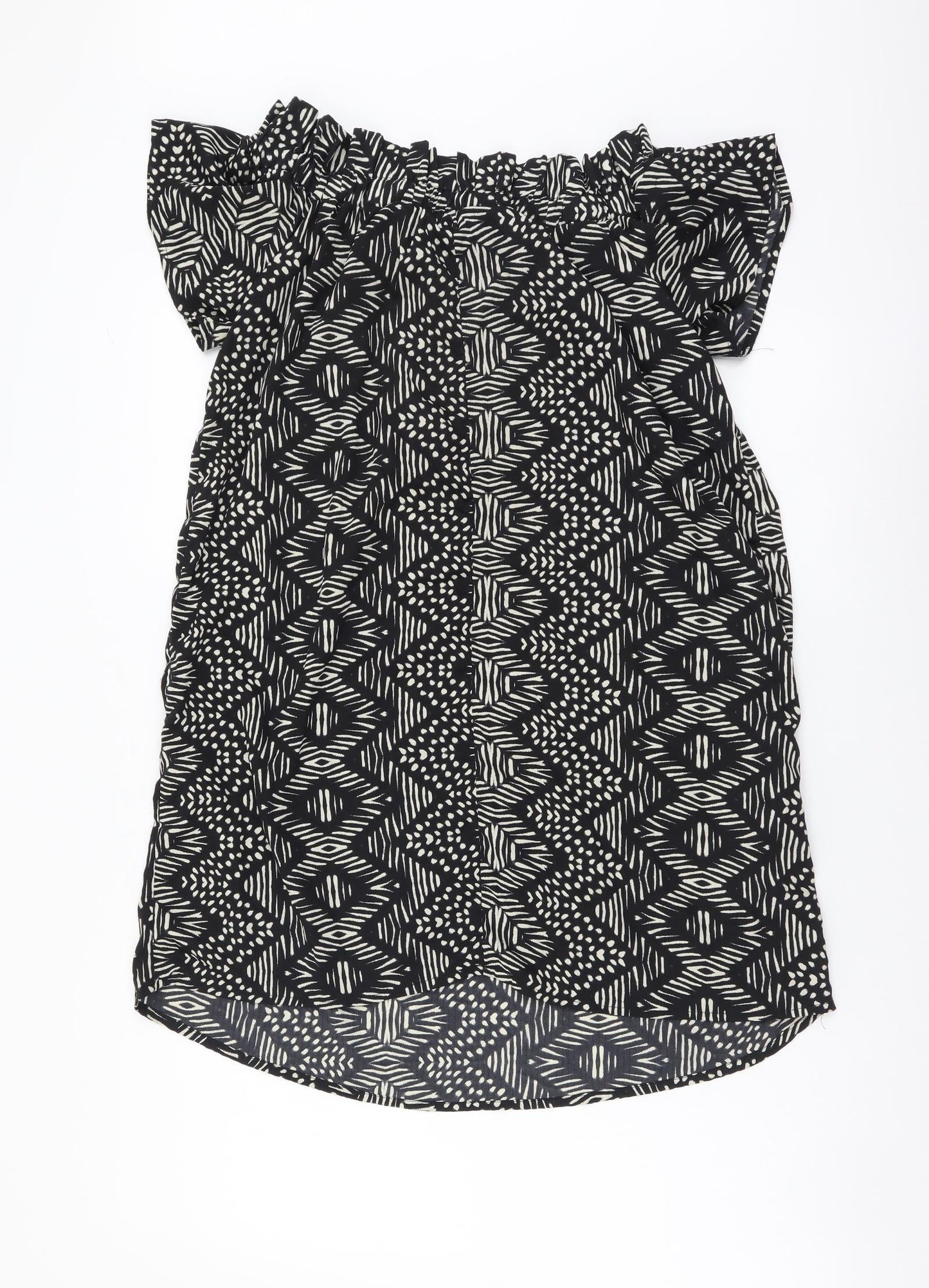 Atmosphere Womens Black Geometric Polyester A-Line Size 14 Off the Shoulder Pullover