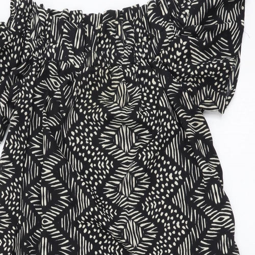 Atmosphere Womens Black Geometric Polyester A-Line Size 14 Off the Shoulder Pullover