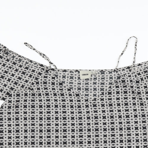 ASOS Womens Black Geometric Polyester Basic Blouse Size 10 V-Neck