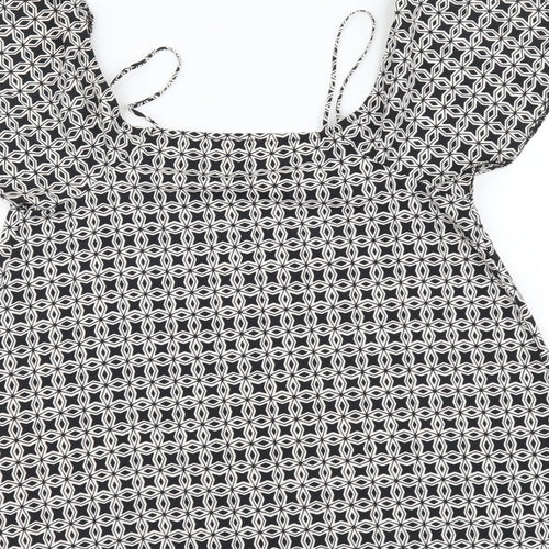 ASOS Womens Black Geometric Polyester Basic Blouse Size 10 V-Neck