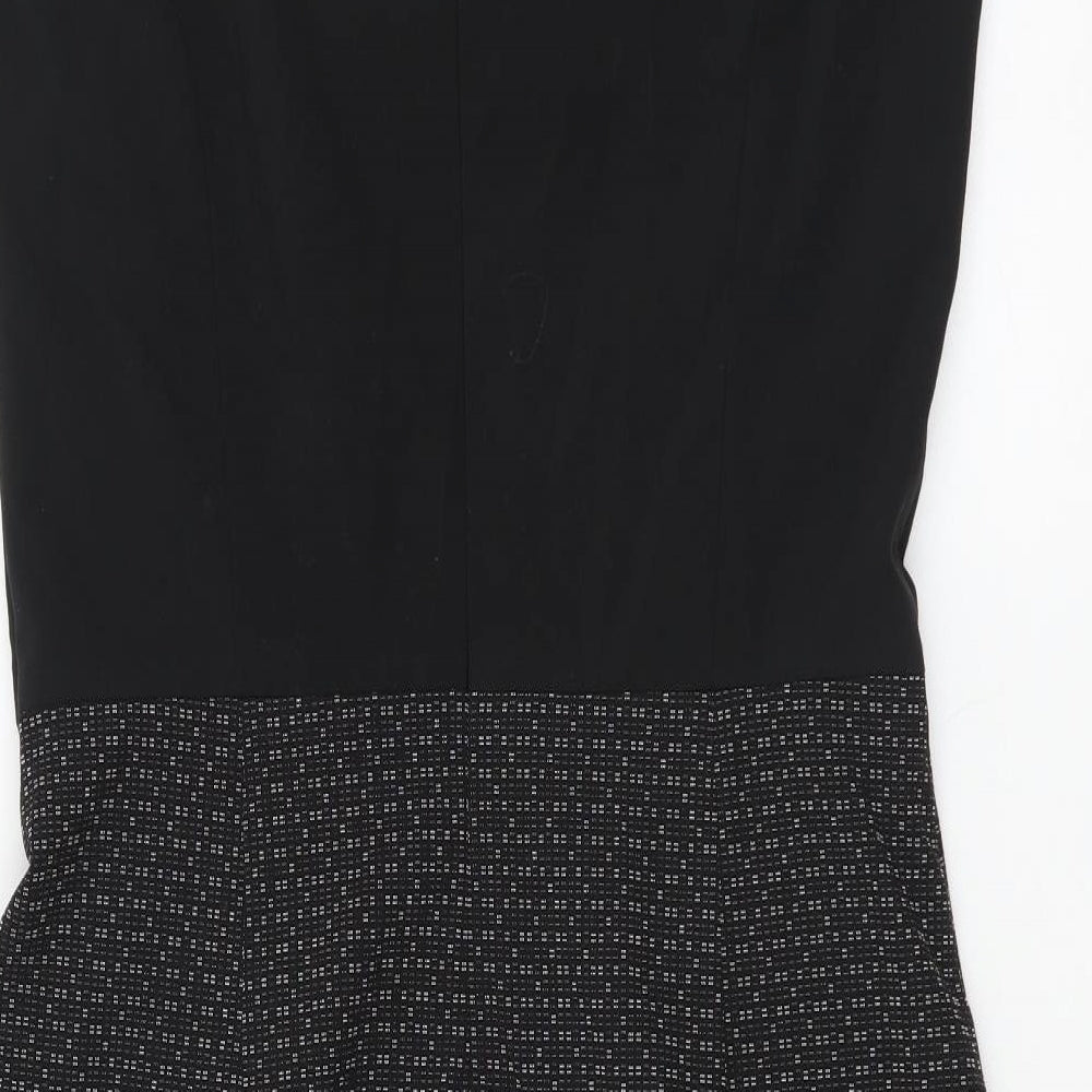 NEXT Womens Black Colourblock Polyester A-Line Size 8 Round Neck Zip