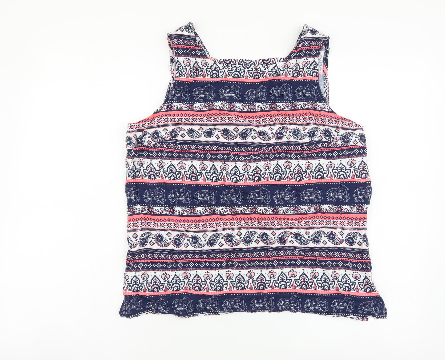 TU Womens Multicoloured Geometric Viscose Basic Tank Size 12 Square Neck