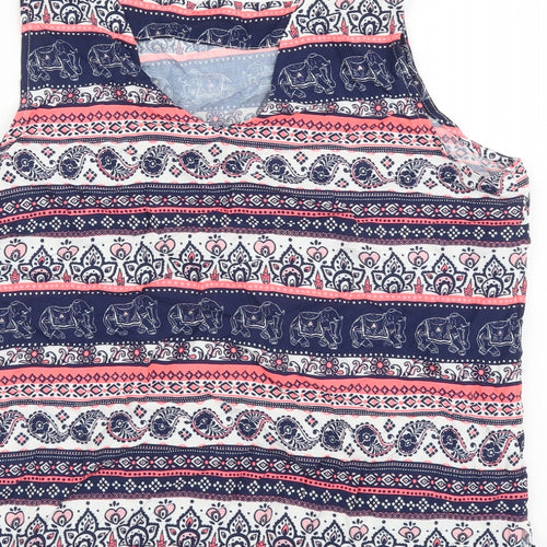 TU Womens Multicoloured Geometric Viscose Basic Tank Size 12 Square Neck