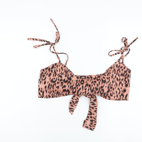 Missguided Womens Pink Animal Print Polyester Cropped Tank Size 8 V-Neck - Leopard Print