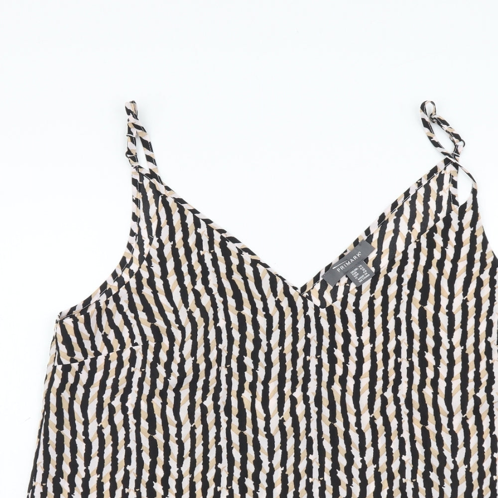 Atmosphere Womens Black Striped Polyester Basic Tank Size 14 V-Neck