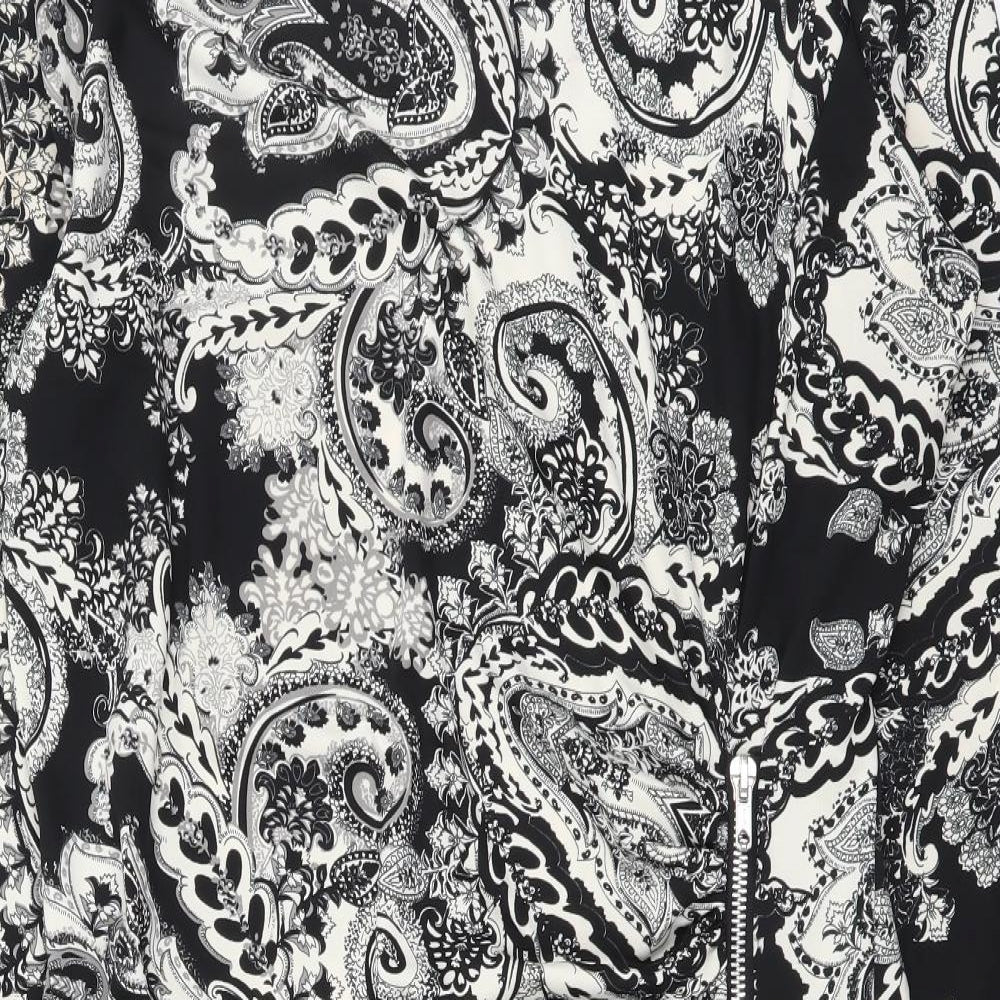 Wallis Womens Black Geometric Polyester A-Line Size 14 Round Neck Pullover