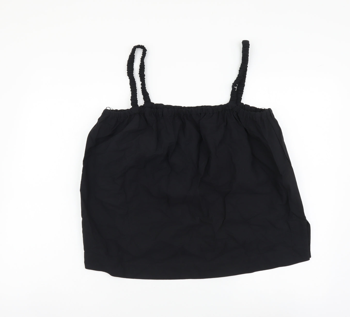 Marks and Spencer Womens Black Cotton Cropped Tank Size 14 Off the Shoulder