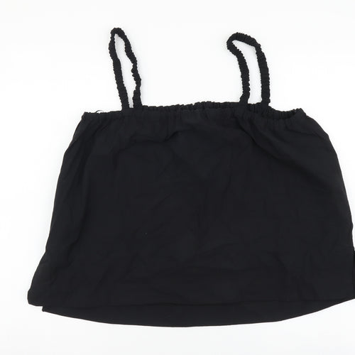 Marks and Spencer Womens Black Cotton Cropped Tank Size 14 Off the Shoulder