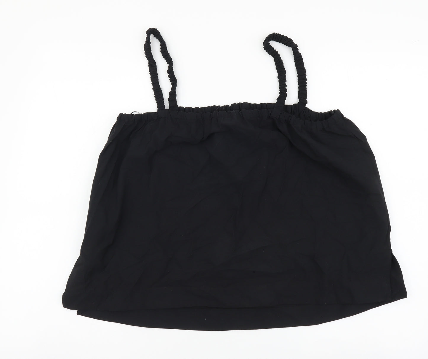 Marks and Spencer Womens Black Cotton Cropped Tank Size 14 Off the Shoulder