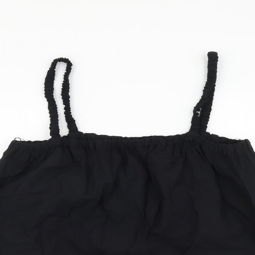 Marks and Spencer Womens Black Cotton Cropped Tank Size 14 Off the Shoulder