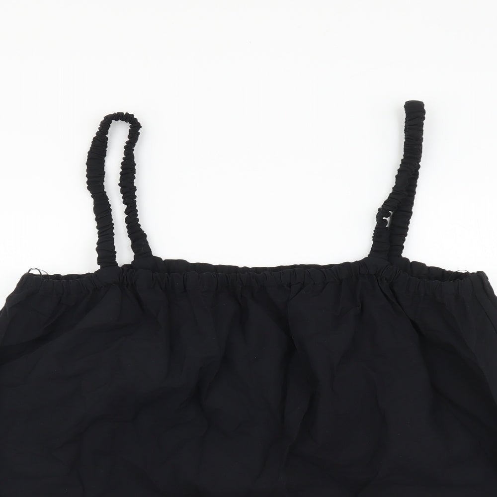 Marks and Spencer Womens Black Cotton Cropped Tank Size 14 Off the Shoulder