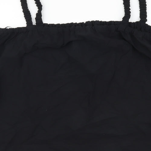 Marks and Spencer Womens Black Cotton Cropped Tank Size 14 Off the Shoulder