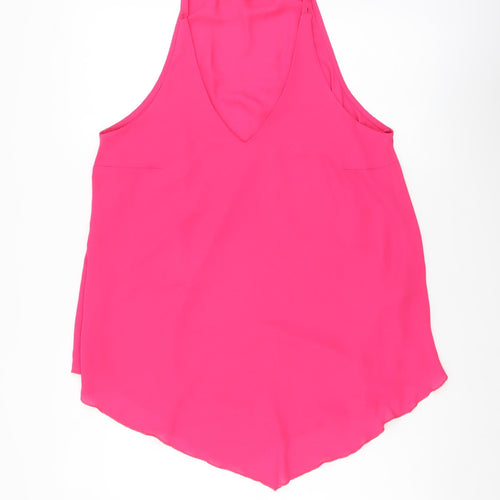 New Look Womens Pink Polyester Basic Tank Size 10 V-Neck