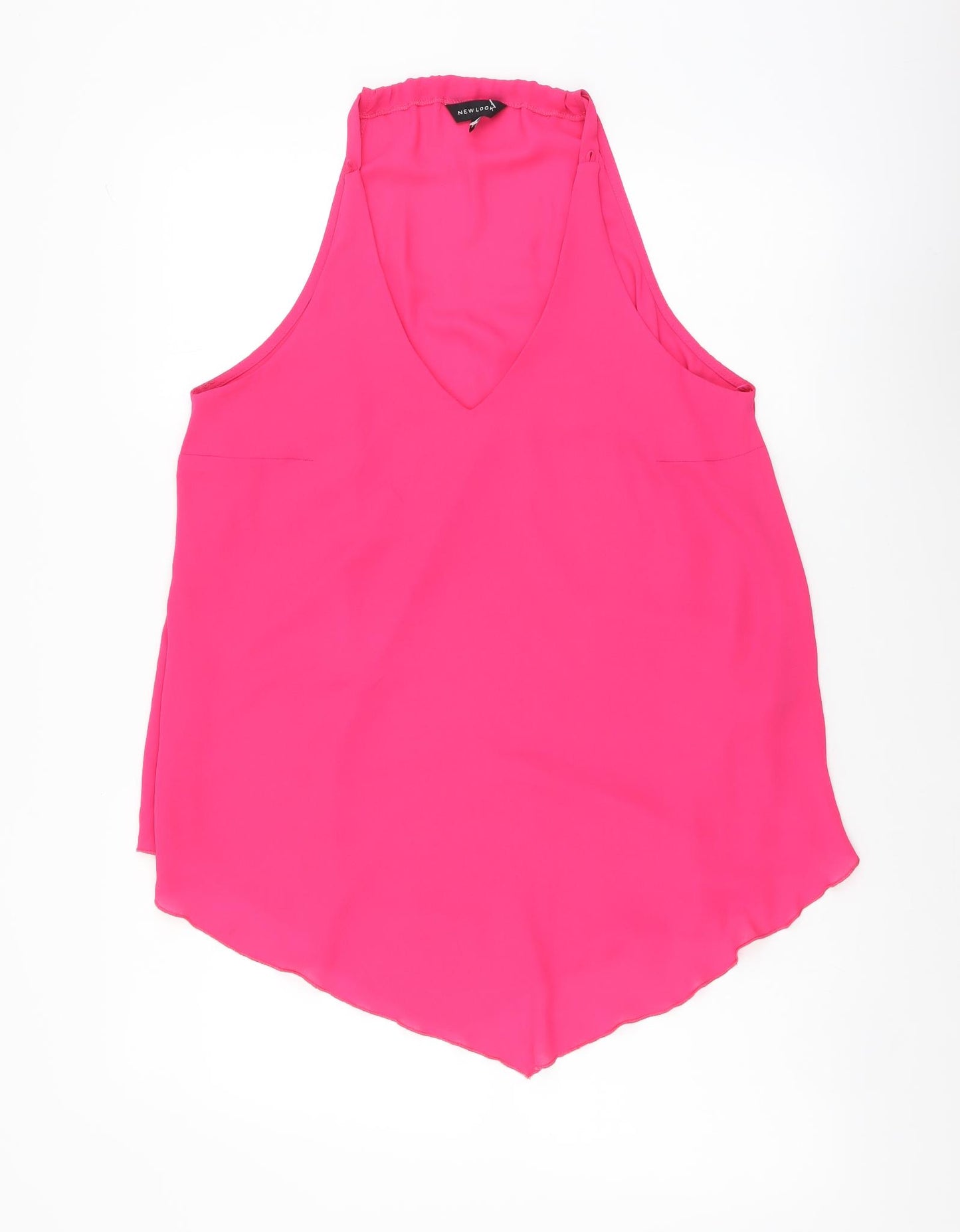 New Look Womens Pink Polyester Basic Tank Size 10 V-Neck