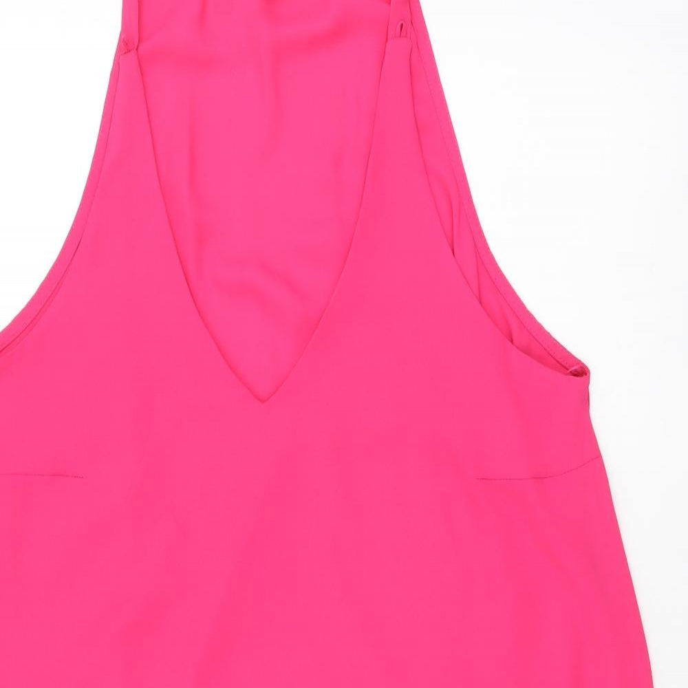 New Look Womens Pink Polyester Basic Tank Size 10 V-Neck