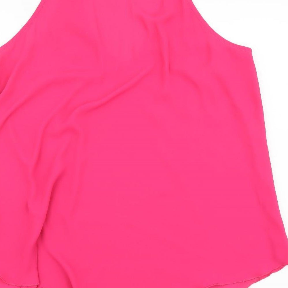 New Look Womens Pink Polyester Basic Tank Size 10 V-Neck