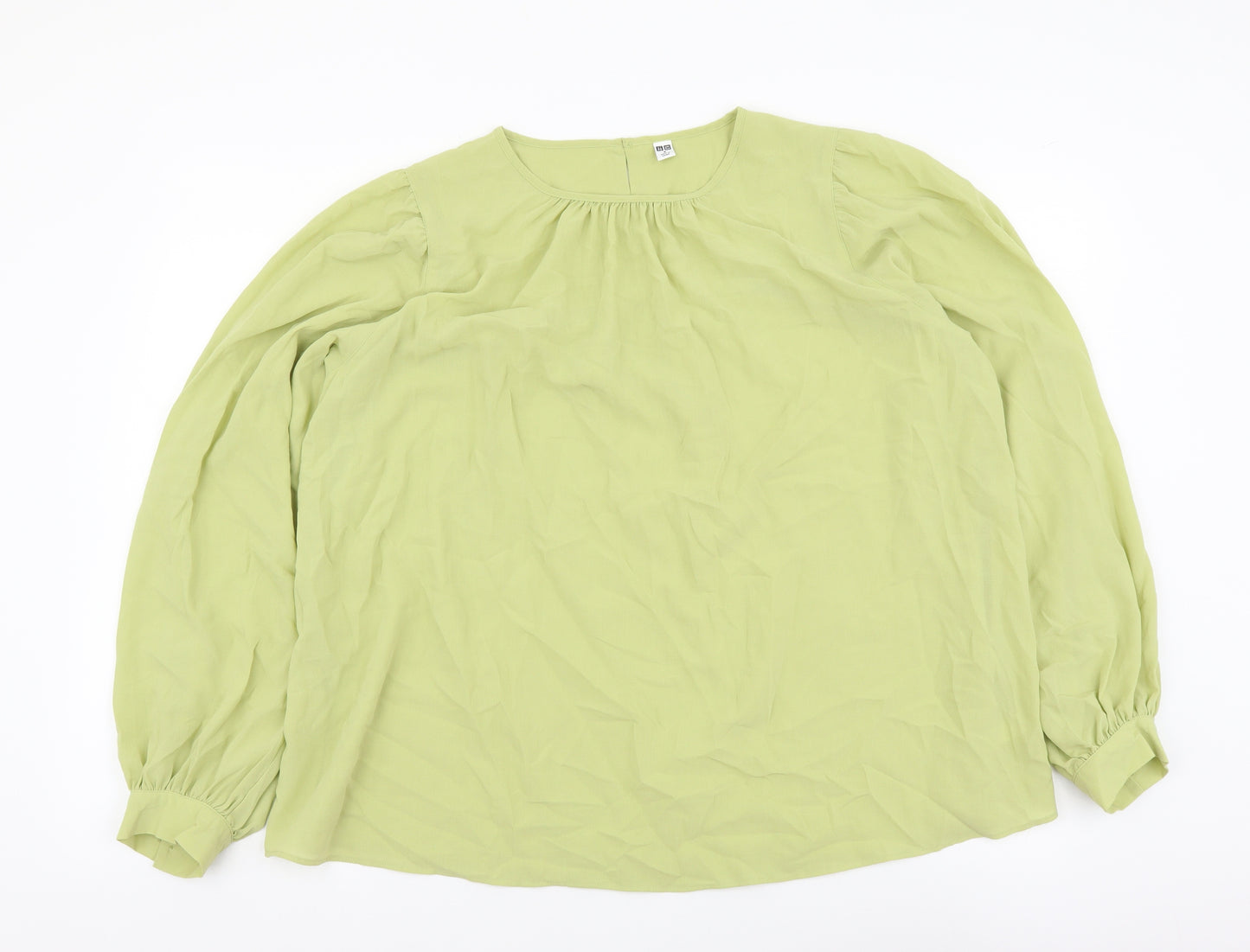 Uniqlo Womens Green Viscose Basic Blouse Size M Round Neck