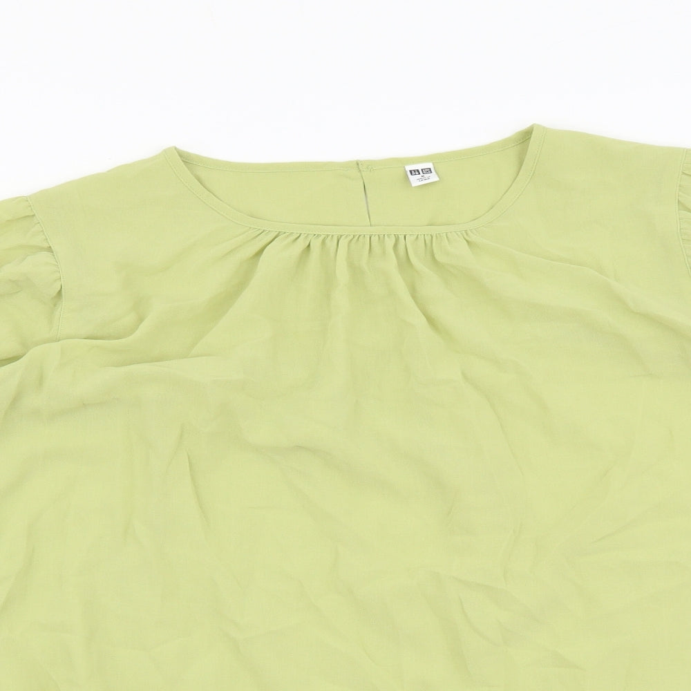 Uniqlo Womens Green Viscose Basic Blouse Size M Round Neck