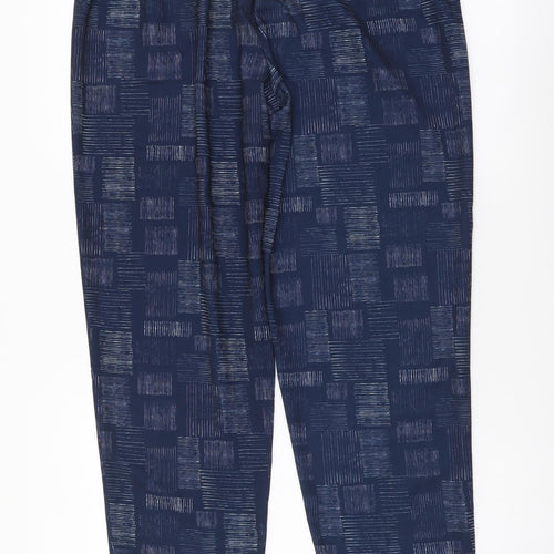 Viza Viz Womens Blue Geometric Polyester Trousers Size 12 L29 in Regular