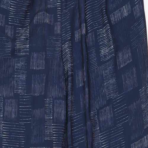 Viza Viz Womens Blue Geometric Polyester Trousers Size 12 L29 in Regular