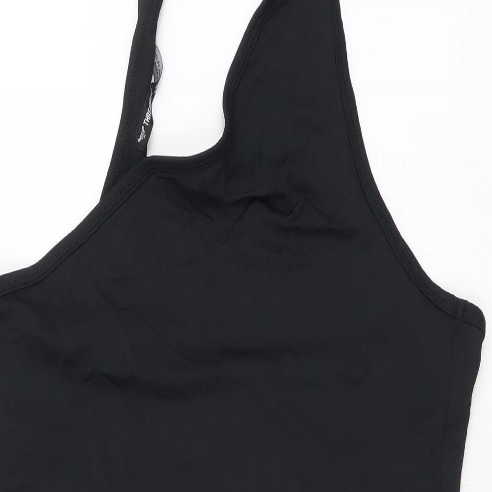 Threadbare Womens Black Polyester Bodysuit One-Piece Size M Snap