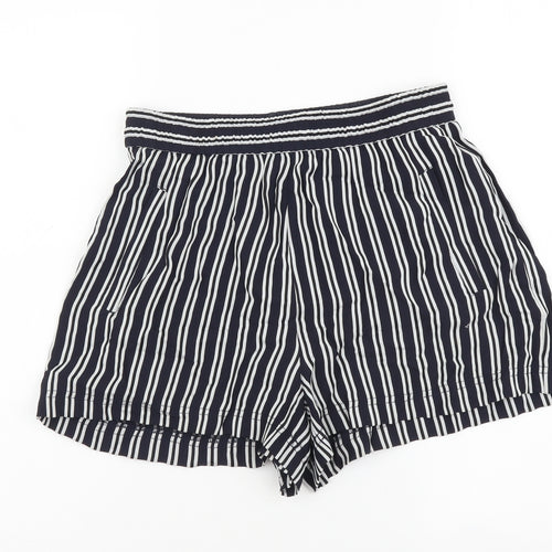 Urban Womens Blue Striped Polyester Paperbag Shorts Size S L3 in Regular