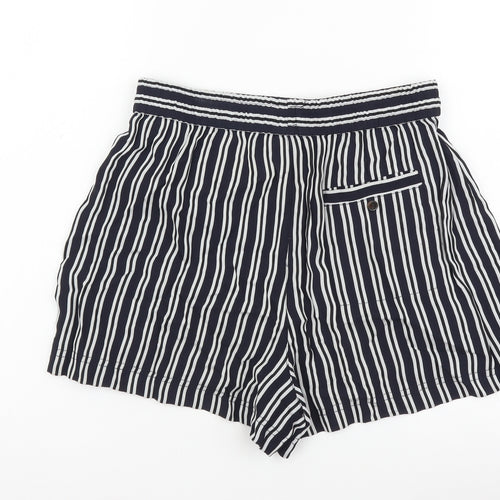Urban Womens Blue Striped Polyester Paperbag Shorts Size S L3 in Regular