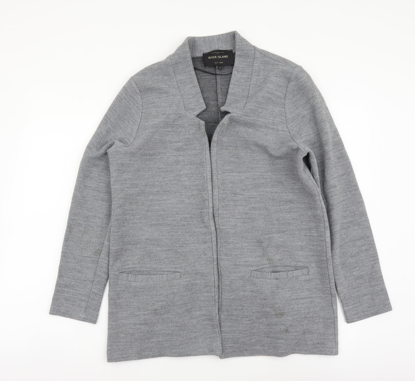 River Island Womens Grey Jacket Coatigan Size 12 Tie