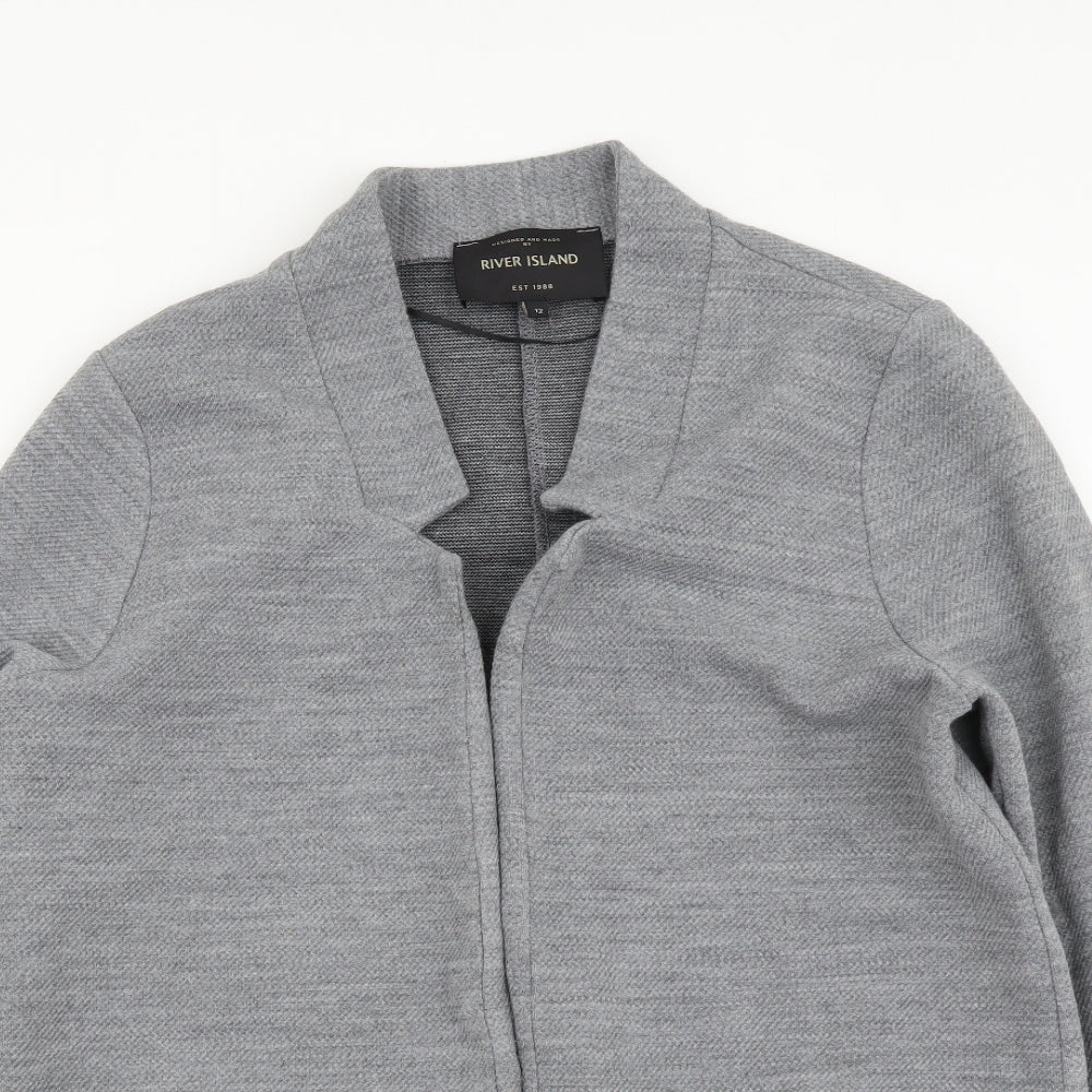River Island Womens Grey Jacket Coatigan Size 12 Tie