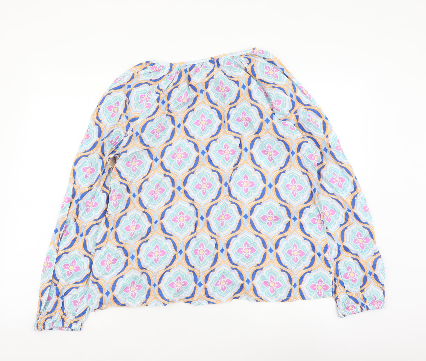 TU Womens Multicoloured Geometric Cotton Basic Blouse Size 10 V-Neck