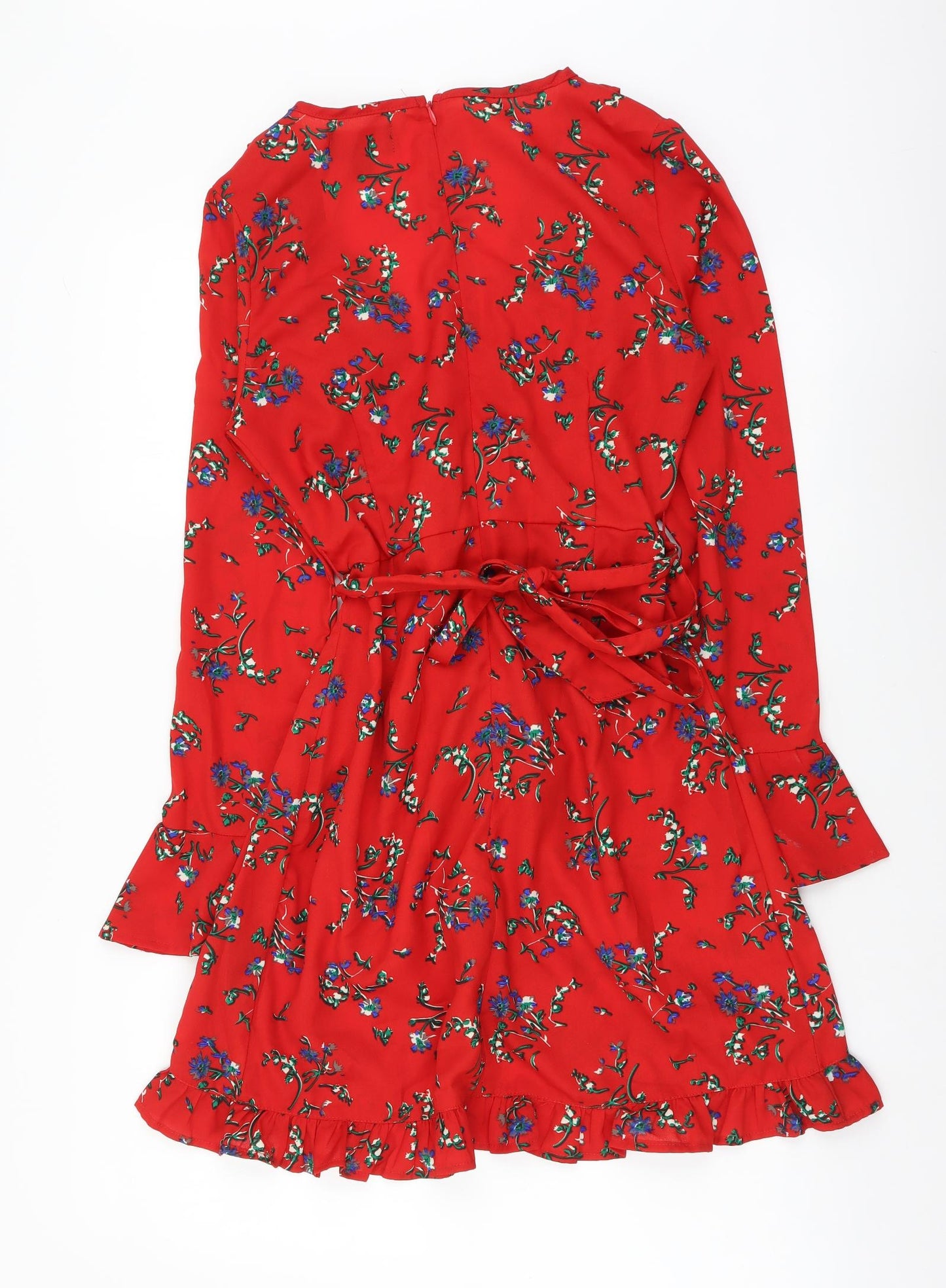 Lipsy Womens Red Floral Polyester Fit & Flare Size 8 Sweetheart Zip