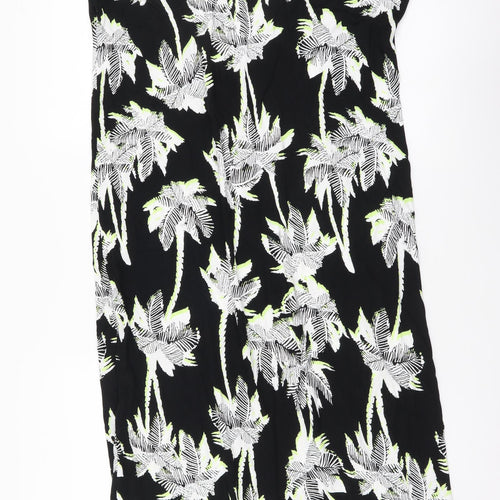 Marks and Spencer Womens Black Floral Viscose Sheath Size M Sweetheart Pullover