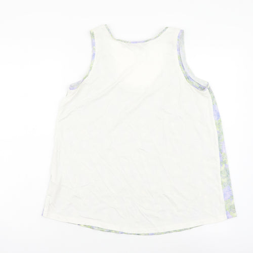Marks and Spencer Womens Green Geometric Viscose Basic Tank Size 8 Round Neck