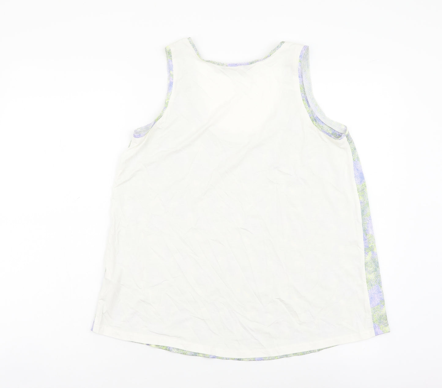 Marks and Spencer Womens Green Geometric Viscose Basic Tank Size 8 Round Neck