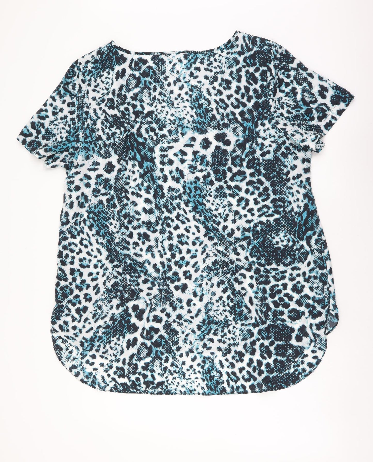 George Womens Blue Animal Print Polyester Tunic Blouse Size 20 Round Neck