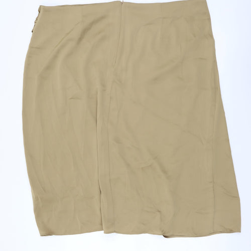 Marks and Spencer Womens Beige Polyester Wrap Skirt Size 20 Zip