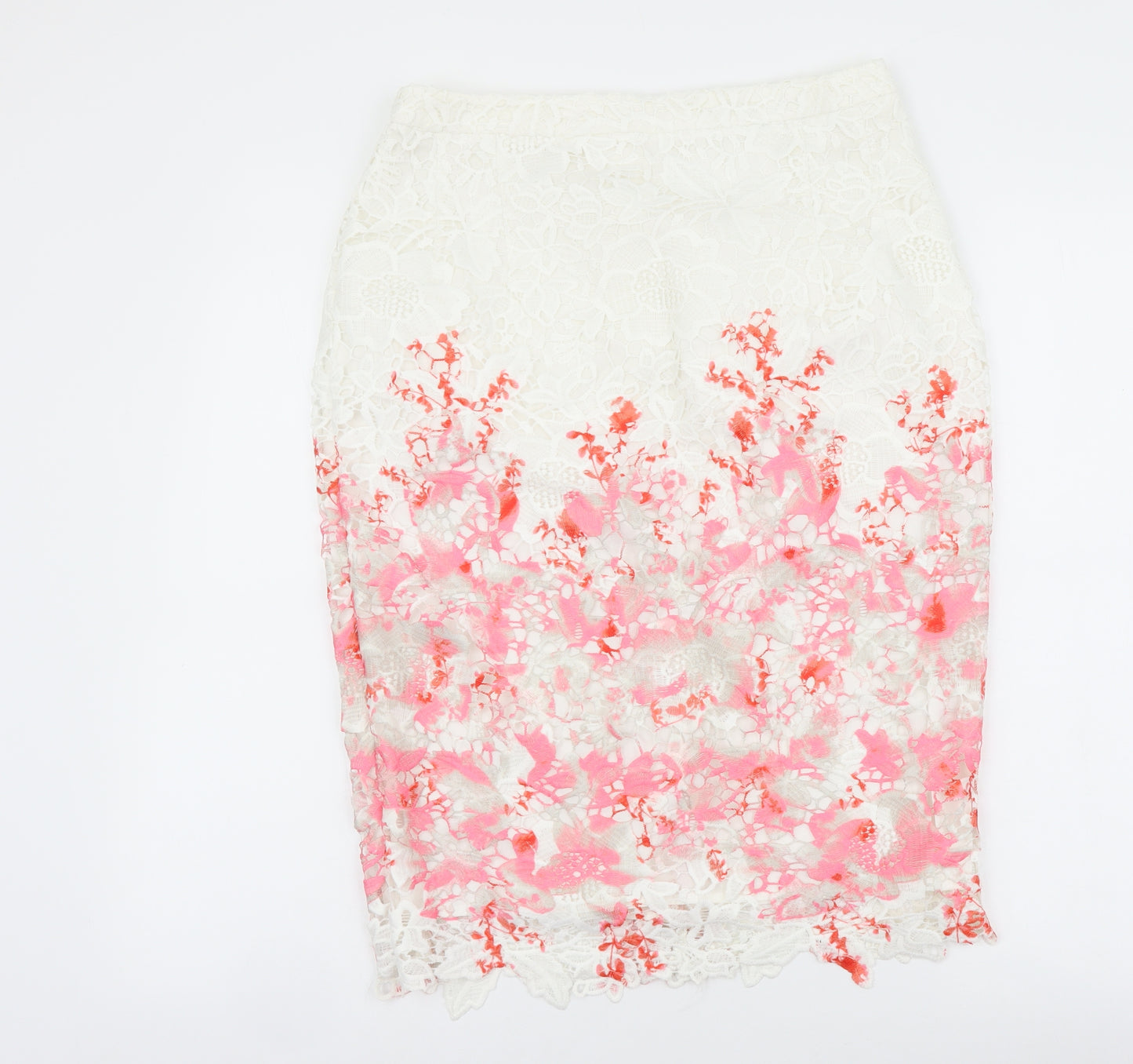 Damsel in a Dress Womens White Floral Cotton Straight & Pencil Skirt Size 12 Zip