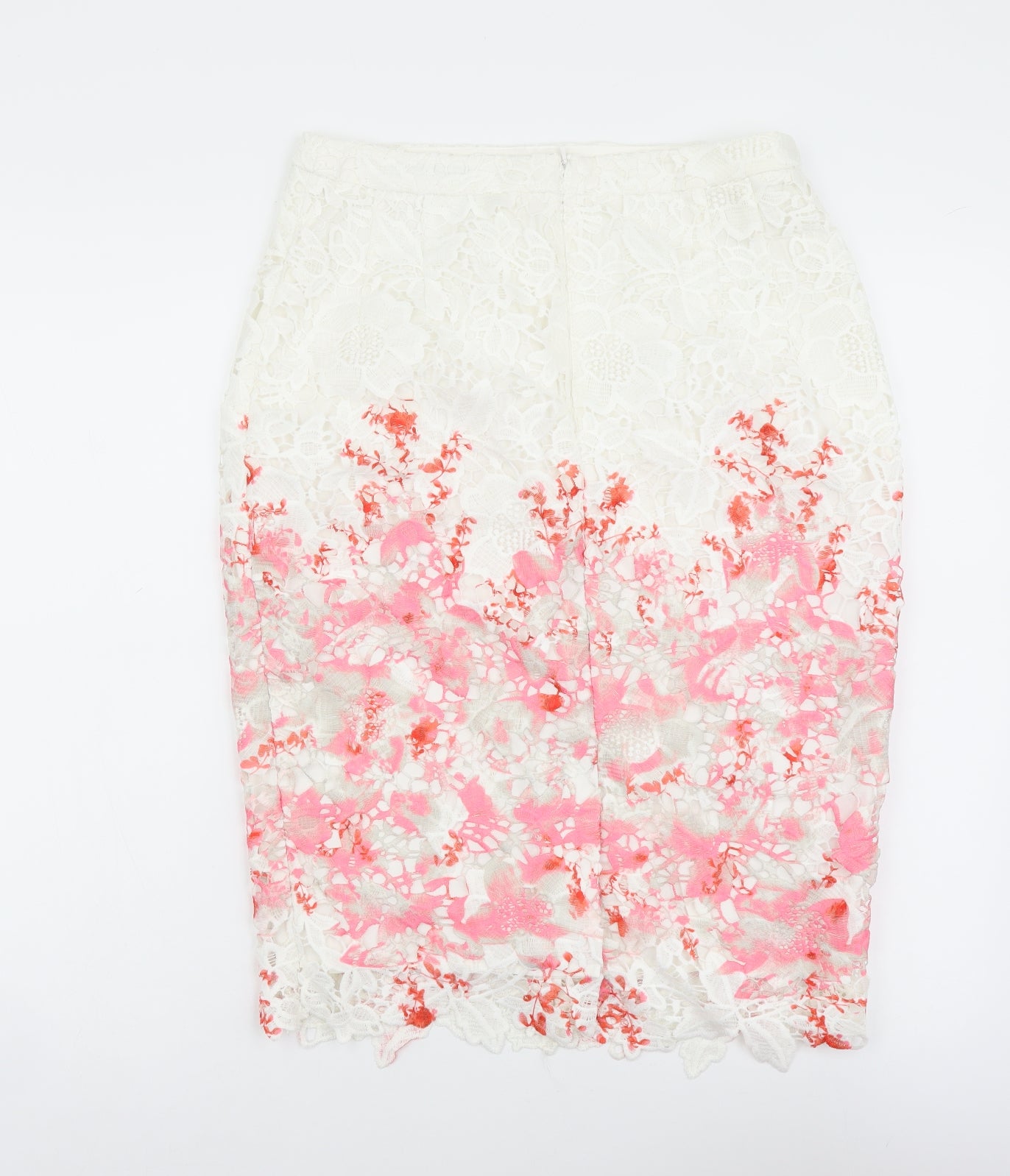 Damsel in a Dress Womens White Floral Cotton Straight & Pencil Skirt Size 12 Zip