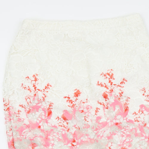 Damsel in a Dress Womens White Floral Cotton Straight & Pencil Skirt Size 12 Zip