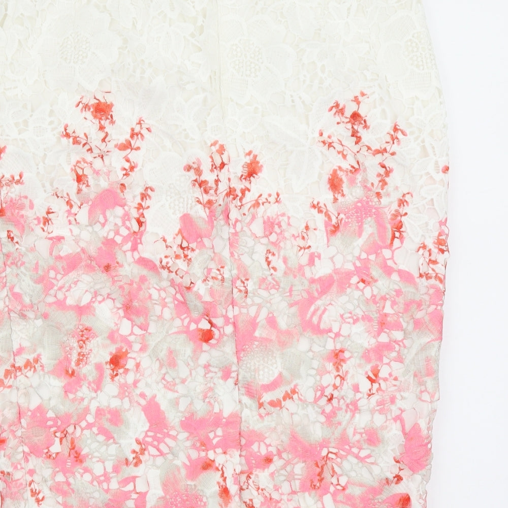 Damsel in a Dress Womens White Floral Cotton Straight & Pencil Skirt Size 12 Zip
