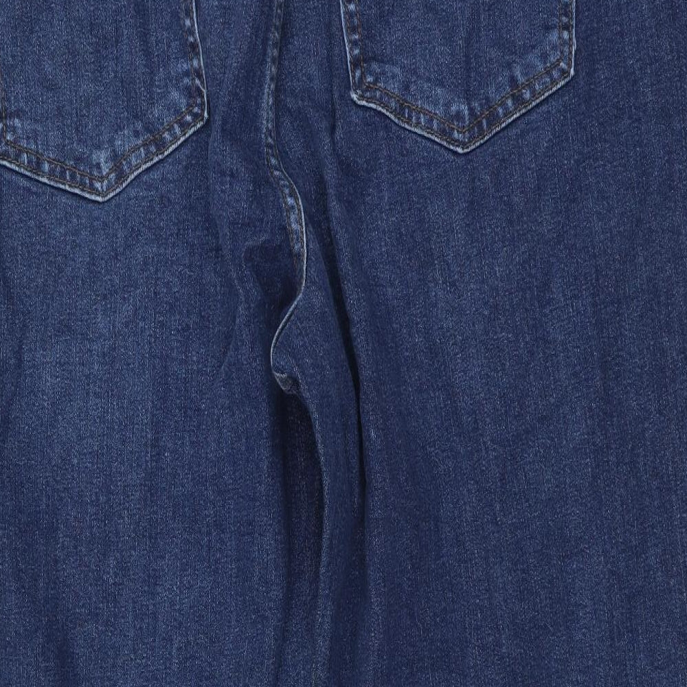 Marks and Spencer Womens Blue Cotton Mom Jeans Size 20 L27 in Regular Button - Short Length