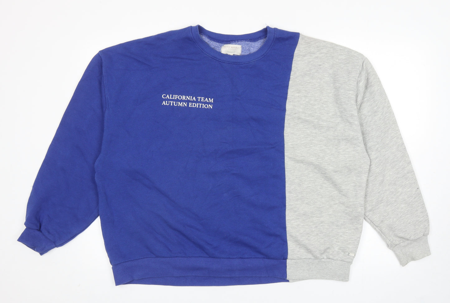 Pull&Bear Girls Blue Colourblock Cotton Pullover Sweatshirt Size L Pullover