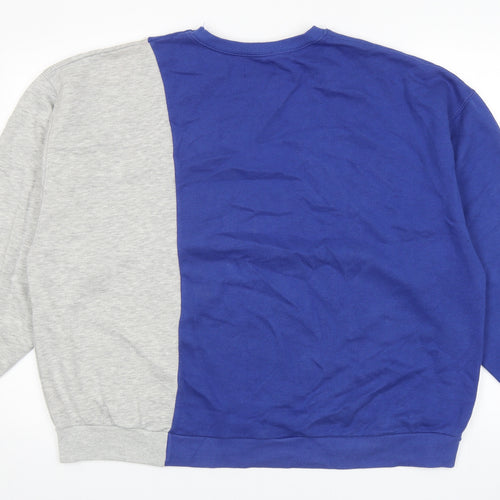 Pull&Bear Girls Blue Colourblock Cotton Pullover Sweatshirt Size L Pullover